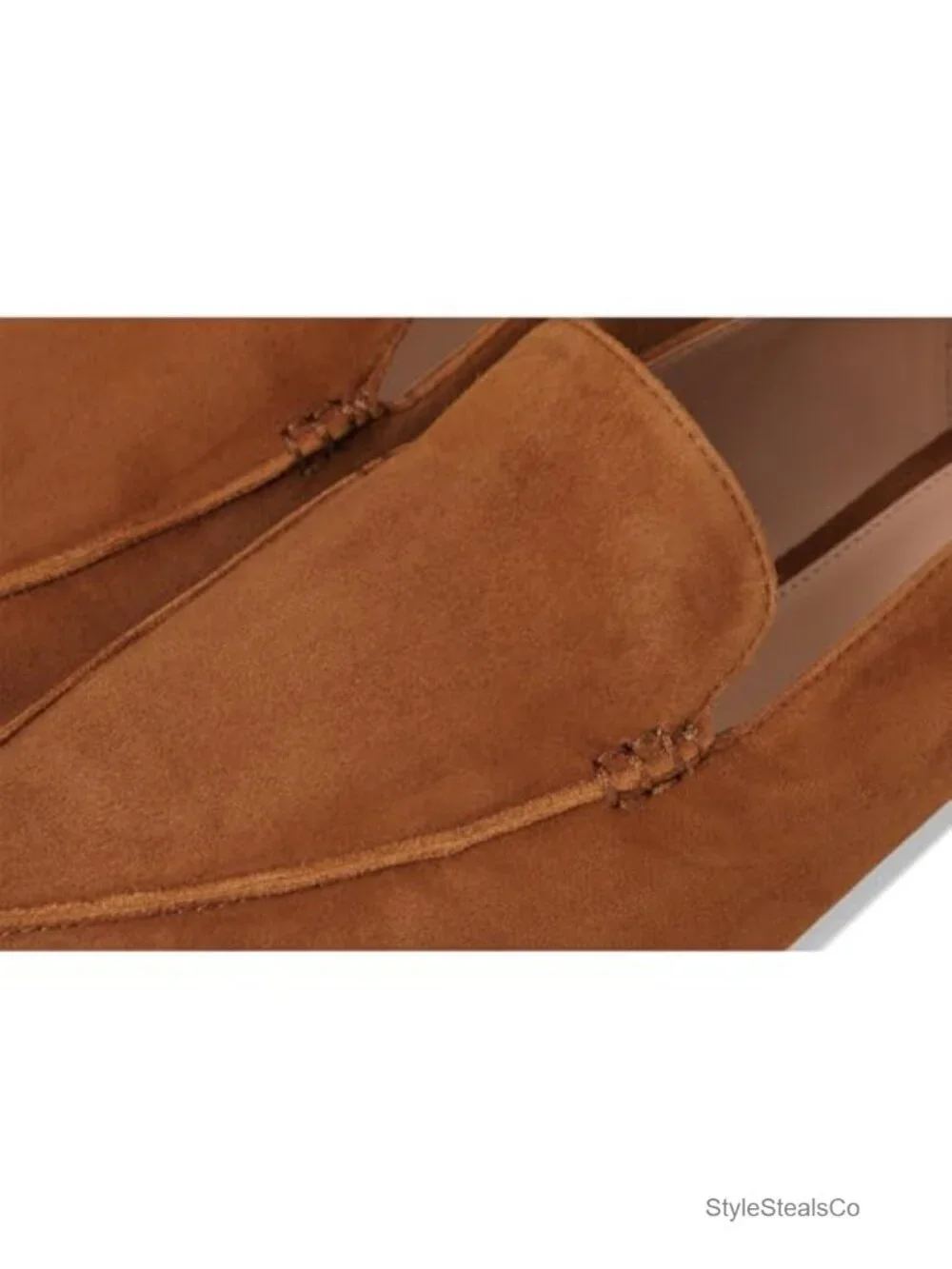 Pointed Toe Venetian Loafer with Box Stitch Detail, Flat Heel, Pull-On Style
